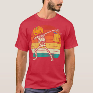 Camiseta Dabbing Pumpkin Skeleton Candy Retro Toddler