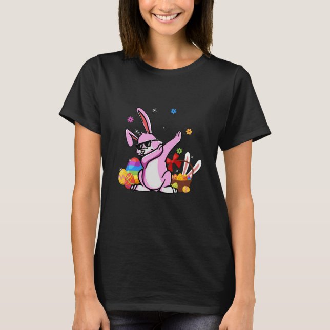 Camiseta Dabbing Rabbit Easter Day Eggs Dab Boys Girls Kids (Frente)