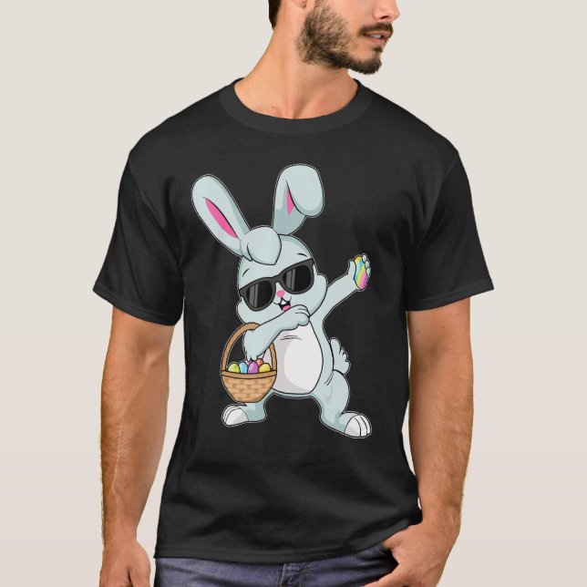 Camiseta Dabbing Rabbit Páscoa Day Ovos Bunny Dabbing Boys (Frente)