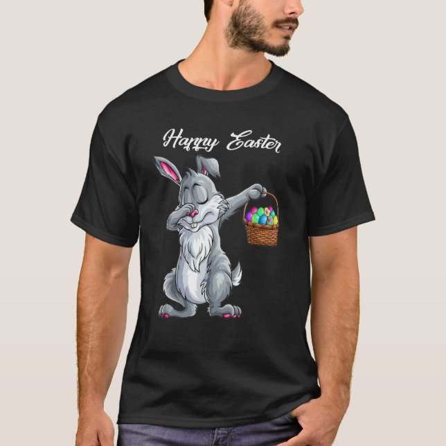 Camiseta Dabbing Rabbit Páscoa Day Ovos Dab Bunny Happy Eas (Frente)