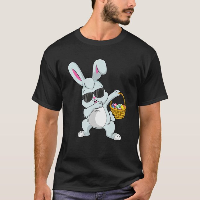 Camiseta Dabbing Rabbit Páscoa Day Ovos Dab Homens Mulheres (Frente)