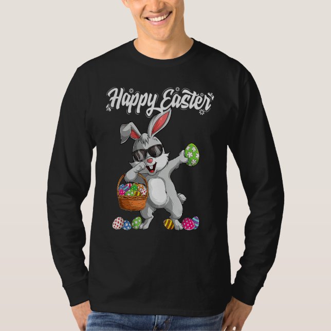 Camiseta Dabbing Rabbit Páscoa Day Ovos Dab Meninas (Frente)