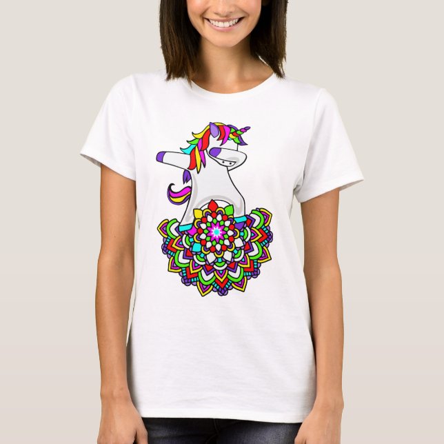 Camiseta Dabbing Rainbow Unicorn - Mandala Dab (Frente)