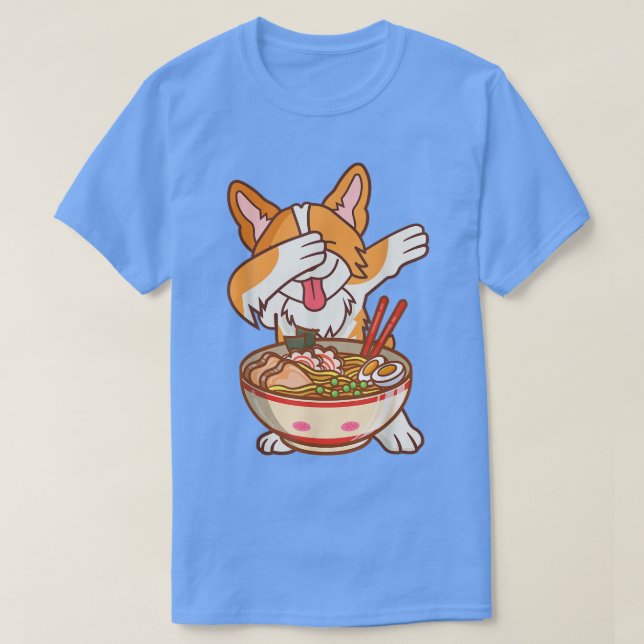 Camiseta Dabbing Ramen Anime Funny Noodles Kawaii Dog Japa (Frente do Design)