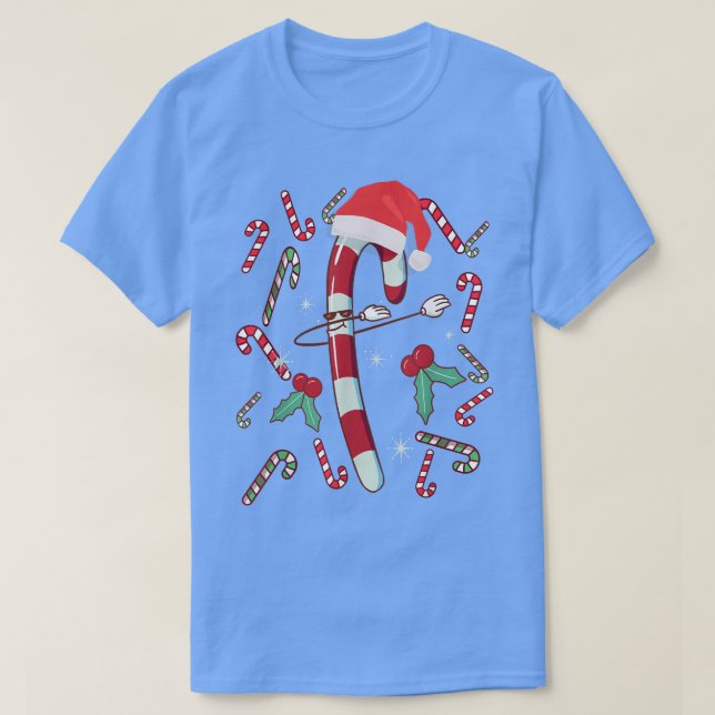 Camiseta Dabbing Red White Candy Canes Feliz Natal 2021 (Frente do Design)