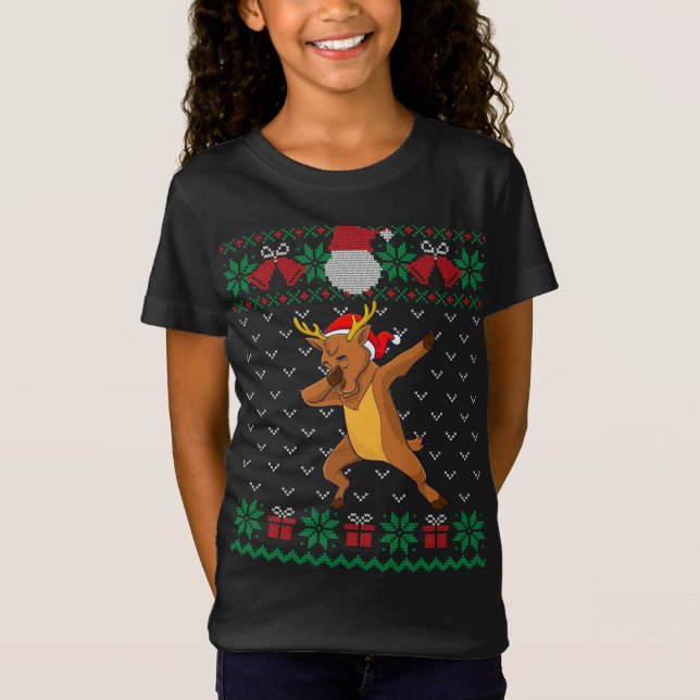 Camiseta Dabbing Reindeer, doce doce doce de Natal (Frente)