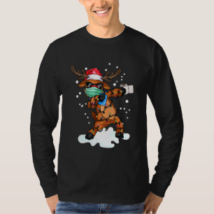 Camiseta Dabbing Reindeer Mask Véspera de Natal