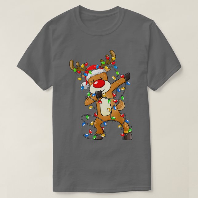 Camiseta Dabbing Reindeer Papais noeis Crianças de Natal Da (Frente do Design)