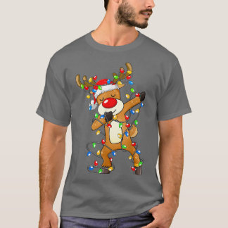 Camiseta Dabbing Reindeer Papais noeis Crianças de Natal Da