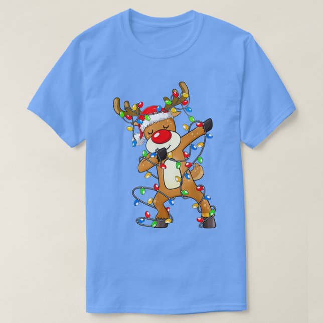 Camiseta Dabbing Reindeer Papais noeis Crianças de Natal Da (Frente do Design)