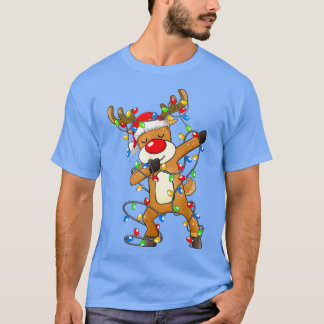 Camiseta Dabbing Reindeer Papais noeis Crianças de Natal Da