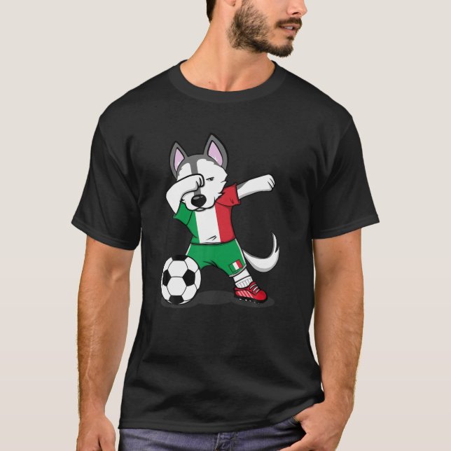 Camiseta Dabbing Rouco Dog Itália Soccer Fans Jersey Italia (Frente)