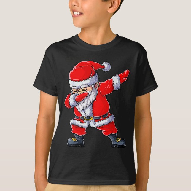 Camiseta Dabbing Santa Claus Christmas Boys Men Funny Xmas  (Frente)