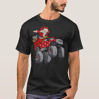 Camiseta Dabbing Santa Claus Riding Monster Truck Boys Kids