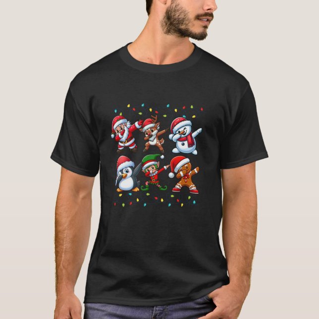 Camiseta Dabbing Santa Elf Christmas Squad Boys Girls Holid (Frente)