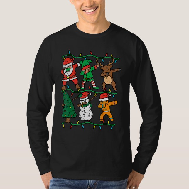 Camiseta Dabbing Santa Elf Reindeer Dab Xmas PJs Christmas  (Frente)