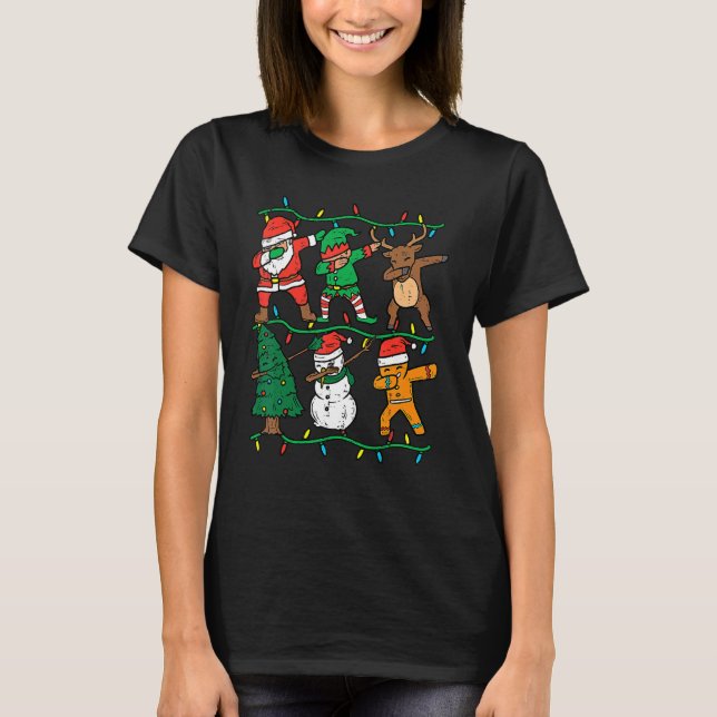 Camiseta Dabbing Santa Elf Reindeer Dab Xmas PJs Christmas  (Frente)