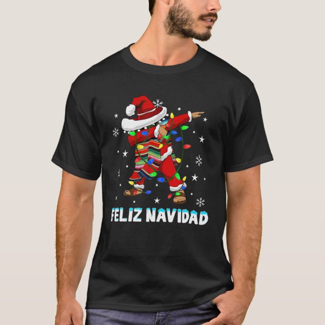 Camiseta Dabbing Santa Feliz Navidad Mexican Spanish Christ (Frente)