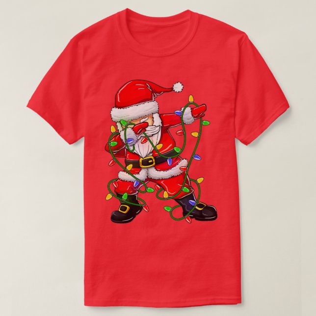 Camiseta Dabbing Santa  for Boys Girls Christmas Tree Light (Frente do Design)