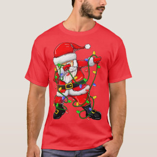 Camiseta Dabbing Santa  for Boys Girls Christmas Tree Light