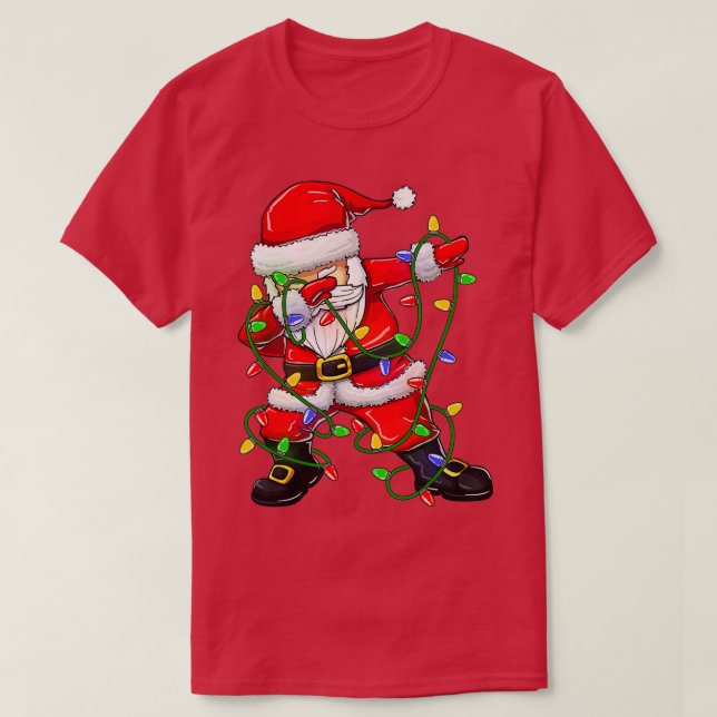 Camiseta Dabbing Santa  for Boys Girls Christmas Tree Light (Frente do Design)