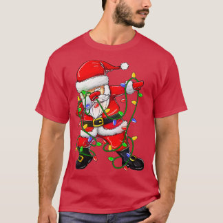 Camiseta Dabbing Santa  for Boys Girls Christmas Tree Light