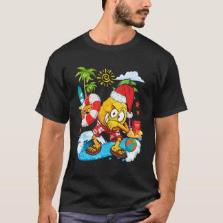 Camiseta Dabbing Santa Pineapple Playing On Beach Christmas