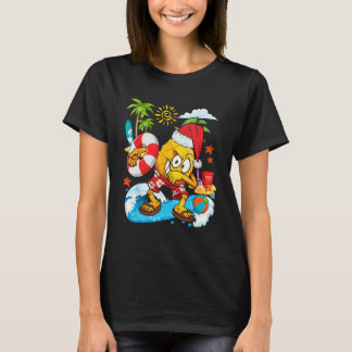 Camiseta Dabbing Santa Pineapple Playing On Beach Christmas