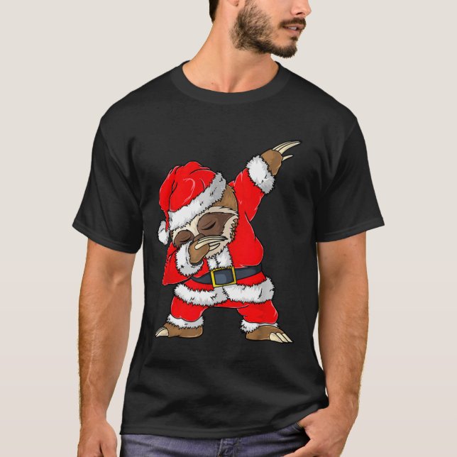 Camiseta Dabbing Santa Sloth Merry Slothmas Christmas Kids  (Frente)