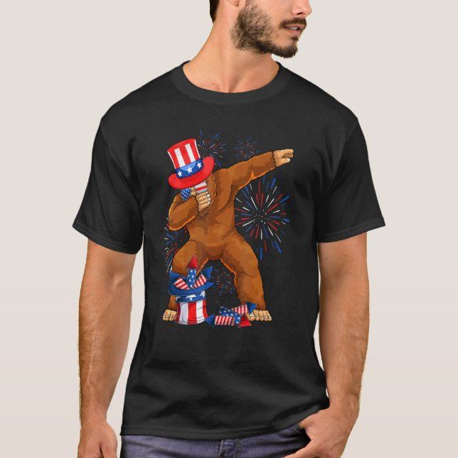 Camiseta Dabbing Sasquatch & tio Sam Hat American Flag 4t (Frente)