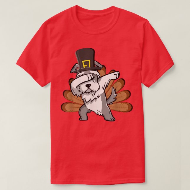 Camiseta Dabbing Schnauzer Dog Owner Sobre A Turquia Engraç (Frente do Design)
