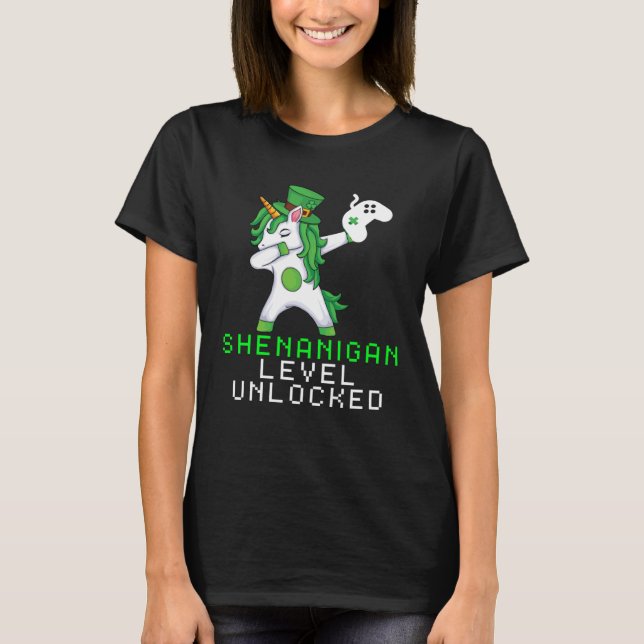 Camiseta Dabbing Shamrock Shenanigans Leprechaun Unicorn Ga (Frente)