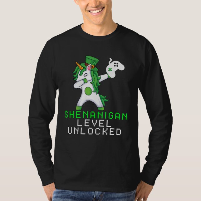 Camiseta Dabbing Shamrock Shenanigans Leprechaun Unicorn Ga (Frente)