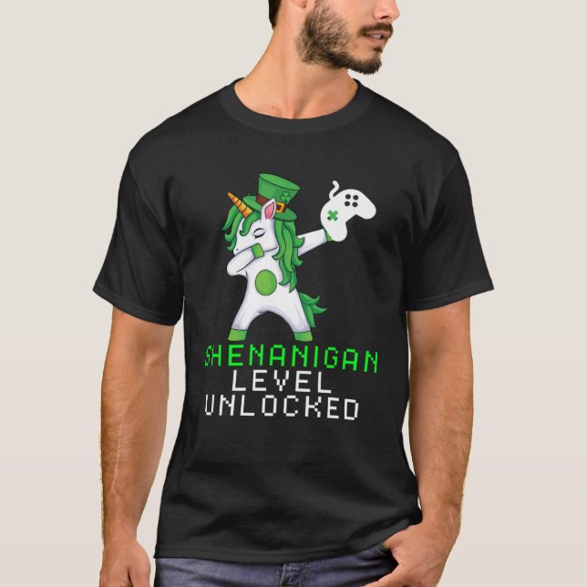 Camiseta Dabbing Shamrock Shenanigans Leprechaun Unicorn Ga (Frente)