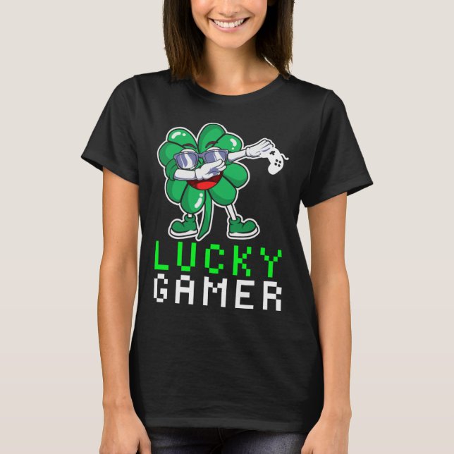 Camiseta Dabbing Shamrock St Paddy's Day Video Gaming Quote (Frente)