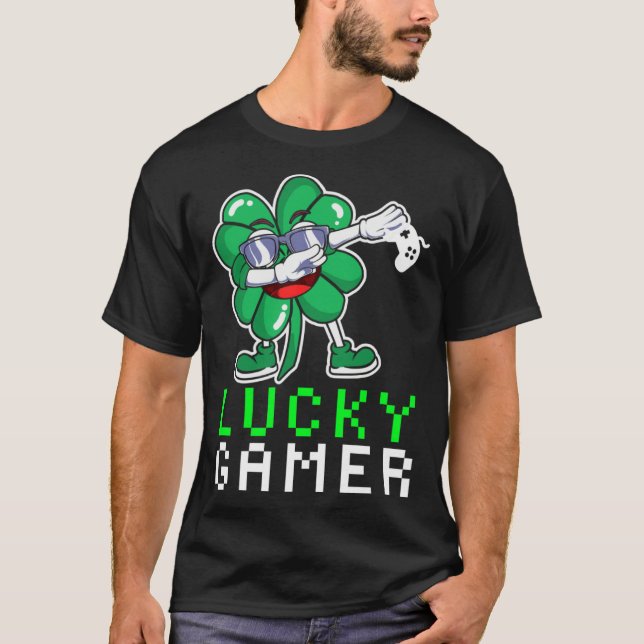 Camiseta Dabbing Shamrock St Paddy's Day Video Gaming Quote (Frente)