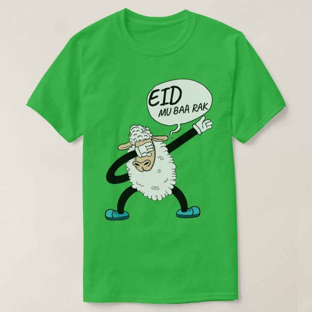 Camiseta Dabbing Sheep Eid Mubarak Muslims (Frente do Design)