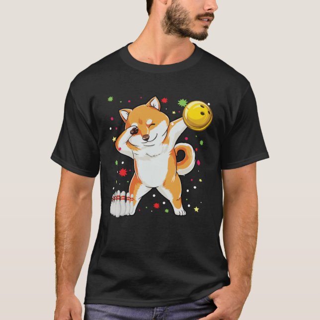 Camiseta Dabbing Shiba Bowling   Bowling  Boy Girl (Frente)