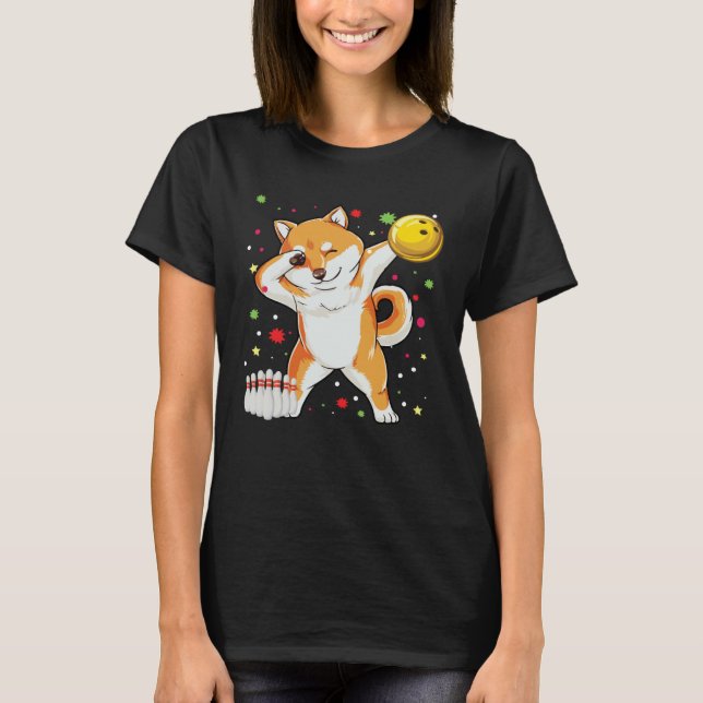 Camiseta Dabbing Shiba Bowling   Bowling  Boy Girl (Frente)