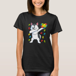 Camiseta Dabbing Siberian Husky Dog Quebra-cabeça Piece Aut