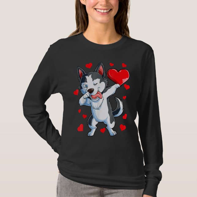 Camiseta Dabbing Siberian Husky Heart Boys L (Frente)