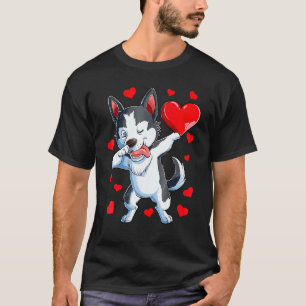 Camiseta Dabbing Siberian Husky Heart Boys L