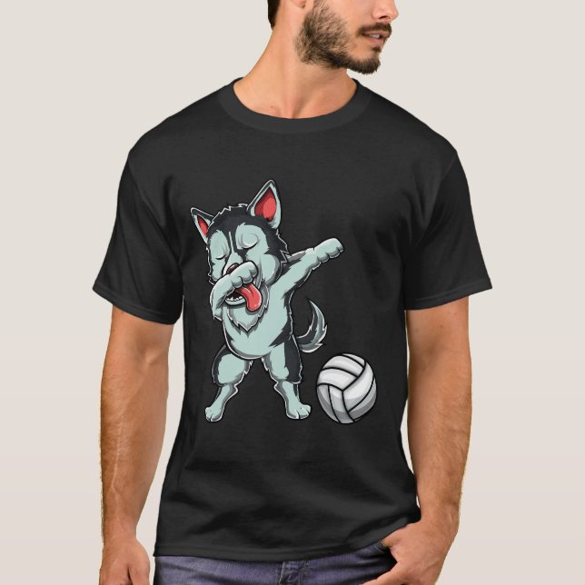 Camiseta Dabbing Siberian Husky Wolf Dab Cute Volleybal (Frente)