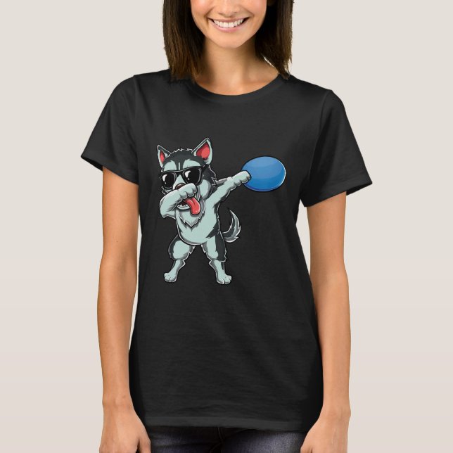 Camiseta Dabbing Siberian Husky Wolf Dab Dab Cute Golf (Frente)
