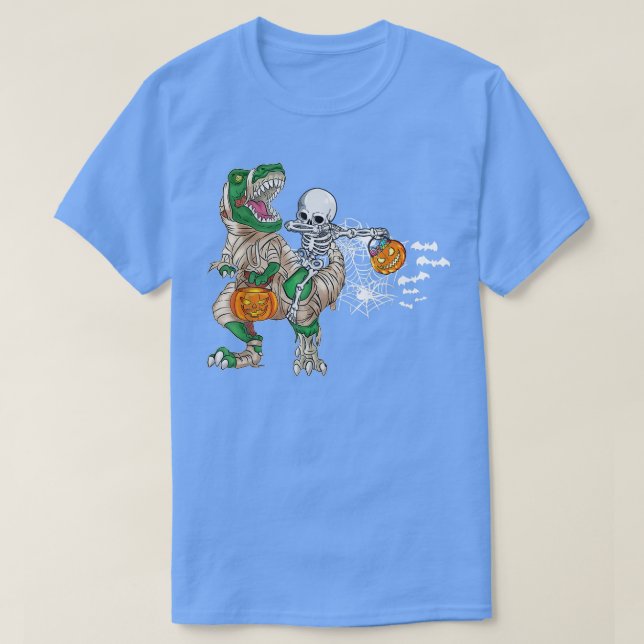 Camiseta Dabbing Skeleton Andando Mummy Dinossaur T re Hall (Frente do Design)