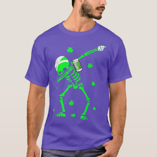 Camiseta Dabbing Skeleton Beer Beer Irish Shamrock Patch