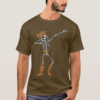 Camiseta Dabbing Skeleton Cowboy Engraçado Cowboy Skeleton