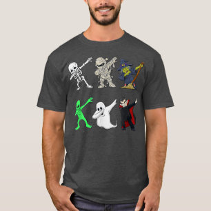 Camiseta Dabbing Skeleton Dracula Monsters Halloween Men Bo