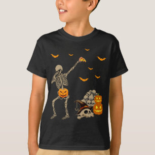 Camiseta Dabbing Skeleton Eating Pizza Assustadora Pumpkins