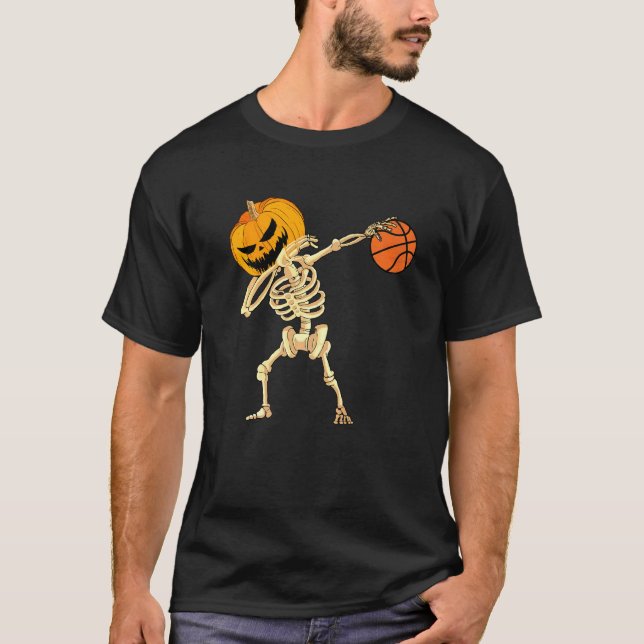 Camiseta Dabbing Skeleton Halloween Costume Basquete Mãe (Frente)